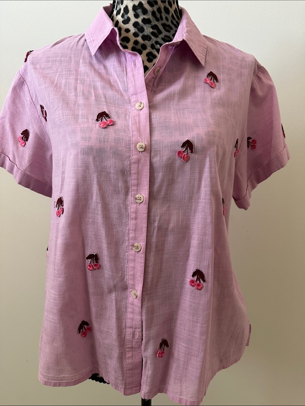 Anthropologie Maeve Cherry Surf Buttondown Shirt - Picture 4 of 9